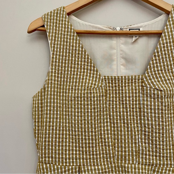 ANTHROPOLOGIE MO:VINT Sleeveless Yellow Plaid Fit-and-flare Dress Women’s Medium - Picture 3 of 8